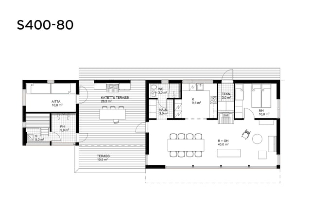 Sunhouse moderni mökki S400-80