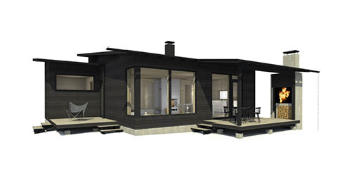 Sunhouse Linjakas talo S215 - Moderni mökki